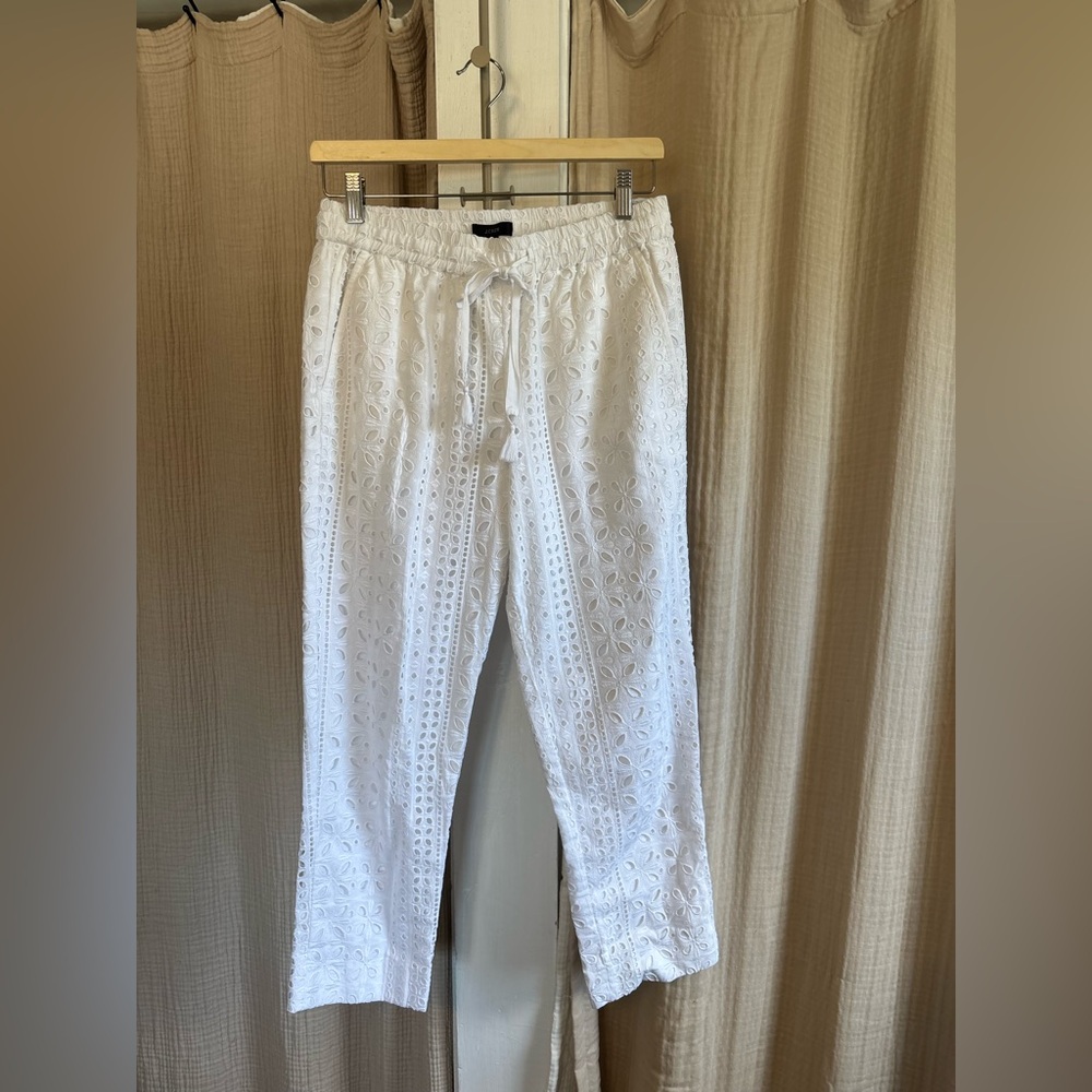 J. Crew White Eyelet Drawstring Pants- 4